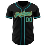 Jersey Gold Baseball Custom Teal-Old Black Authentic Jersey Gold Baseball Custom Teal-Old Black Authentic