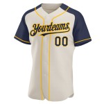 Navy-Gold Custom Authentic Cream Jersey Raglan Sleeves Baseball Navy-Gold Custom Authentic Cream Jersey Raglan Sleeves Baseball