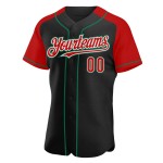 Jersey Baseball Raglan Authentic Custom Sleeves Red-Kelly Green Black Jersey Baseball Raglan Authentic Custom Sleeves Red-Kelly Green Black