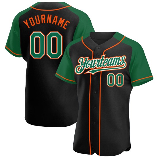 Custom Black Raglan Kelly Jersey Authentic Baseball Sleeves Green-Orange Custom Black Raglan Kelly Jersey Authentic Baseball Sleeves Green-Orange