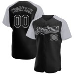 Baseball Gray Raglan Sleeves Authentic Jersey Black Custom Baseball Gray Raglan Sleeves Authentic Jersey Black Custom
