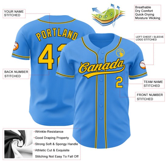 Electric Yellow-Black Baseball Blue Jersey Custom Authentic Electric Yellow-Black Baseball Blue Jersey Custom Authentic