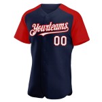 White-Red Jersey Baseball Sleeves Authentic Custom Navy Raglan White-Red Jersey Baseball Sleeves Authentic Custom Navy Raglan