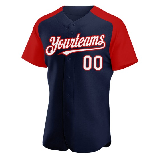 White-Red Jersey Baseball Sleeves Authentic Custom Navy Raglan White-Red Jersey Baseball Sleeves Authentic Custom Navy Raglan