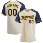 Navy-Gold Custom Authentic Cream Jersey Raglan Sleeves Baseball Navy-Gold Custom Authentic Cream Jersey Raglan Sleeves Baseball