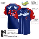 Custom Authentic Royal Baseball Jersey Red-Light Sleeves Blue Raglan Custom Authentic Royal Baseball Jersey Red-Light Sleeves Blue Raglan