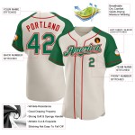 Green-Red Sleeves Authentic Raglan Kelly Cream Baseball Custom Jersey Green-Red Sleeves Authentic Raglan Kelly Cream Baseball Custom Jersey