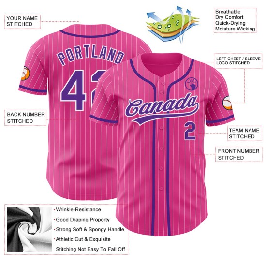 Purple Custom Jersey Pink White Authentic Pinstripe Baseball Purple Custom Jersey Pink White Authentic Pinstripe Baseball