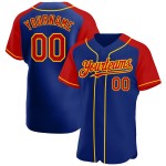 Raglan Red-Yellow Jersey Baseball Authentic Sleeves Royal Custom Raglan Red-Yellow Jersey Baseball Authentic Sleeves Royal Custom