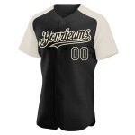 Baseball Black Jersey Raglan Authentic Cream Custom Sleeves Baseball Black Jersey Raglan Authentic Cream Custom Sleeves