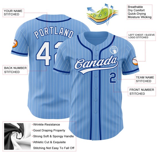 Jersey Pinstripe Royal Blue Baseball Custom White Light Authentic Jersey Pinstripe Royal Blue Baseball Custom White Light Authentic