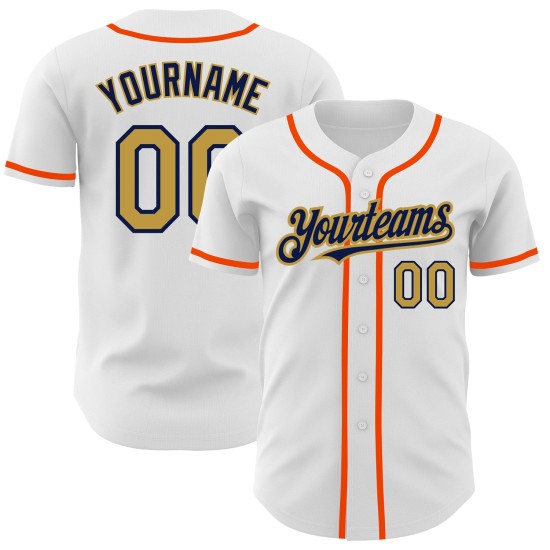 Baseball Old Gold Authentic Custom Navy-Orange Jersey White Baseball Old Gold Authentic Custom Navy-Orange Jersey White