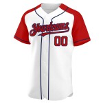 Raglan Custom Jersey Authentic Red-Navy White Sleeves Baseball Raglan Custom Jersey Authentic Red-Navy White Sleeves Baseball