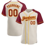 Jersey Crimson-Gold Custom Sleeves Baseball Raglan Authentic Cream Jersey Crimson-Gold Custom Sleeves Baseball Raglan Authentic Cream