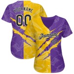 Authentic Scratch Jersey Baseball Yellow-Purple Pattern Graffiti Custom 3D Black Authentic Scratch Jersey Baseball Yellow-Purple Pattern Graffiti Custom 3D Black