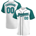 Sleeves Raglan Baseball Authentic White Teal-Black Jersey Custom Sleeves Raglan Baseball Authentic White Teal-Black Jersey Custom