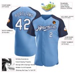 Light Baseball White-Navy Jersey Raglan Authentic Sleeves Custom Blue Light Baseball White-Navy Jersey Raglan Authentic Sleeves Custom Blue