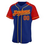 Raglan Red-Yellow Jersey Baseball Authentic Sleeves Royal Custom Raglan Red-Yellow Jersey Baseball Authentic Sleeves Royal Custom