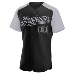 Baseball Gray Raglan Sleeves Authentic Jersey Black Custom Baseball Gray Raglan Sleeves Authentic Jersey Black Custom