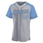 Gray Authentic Gray Light Sleeves Baseball Jersey Custom Raglan Blue-Steel Gray Authentic Gray Light Sleeves Baseball Jersey Custom Raglan Blue-Steel