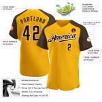 Authentic Jersey Custom Baseball Brown-White Raglan Sleeves Gold Authentic Jersey Custom Baseball Brown-White Raglan Sleeves Gold