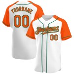 White Raglan Custom Sleeves Authentic Baseball Green Orange-Kelly Jersey White Raglan Custom Sleeves Authentic Baseball Green Orange-Kelly Jersey