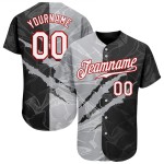 White Gray-Red Baseball 3D Jersey Pattern Scratch Graffiti Authentic Custom White Gray-Red Baseball 3D Jersey Pattern Scratch Graffiti Authentic Custom