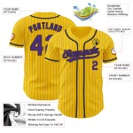 Custom Black Yellow Jersey Purple Authentic Pinstripe Baseball Custom Black Yellow Jersey Purple Authentic Pinstripe Baseball