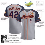 Jersey Gray Baseball Authentic Sleeves Navy-Orange Raglan Custom Jersey Gray Baseball Authentic Sleeves Navy-Orange Raglan Custom