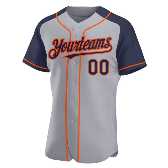 Jersey Gray Baseball Authentic Sleeves Navy-Orange Raglan Custom Jersey Gray Baseball Authentic Sleeves Navy-Orange Raglan Custom