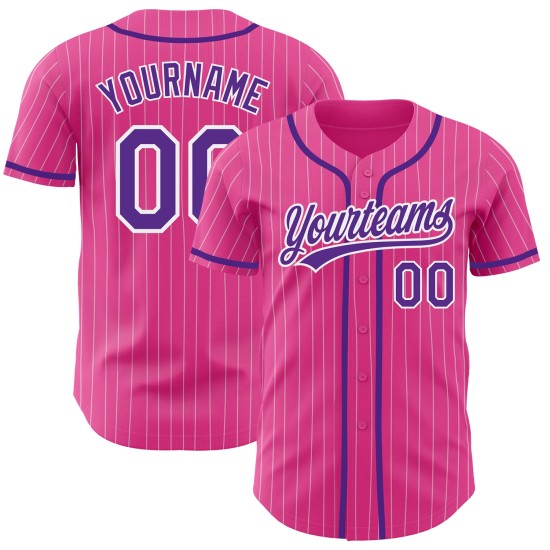 Purple Custom Jersey Pink White Authentic Pinstripe Baseball Purple Custom Jersey Pink White Authentic Pinstripe Baseball