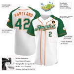Raglan Baseball Green-Orange Sleeves Jersey Custom White Authentic Kelly Raglan Baseball Green-Orange Sleeves Jersey Custom White Authentic Kelly