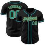 Jersey Gold Baseball Custom Teal-Old Black Authentic Jersey Gold Baseball Custom Teal-Old Black Authentic