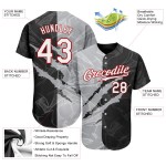 White Gray-Red Baseball 3D Jersey Pattern Scratch Graffiti Authentic Custom White Gray-Red Baseball 3D Jersey Pattern Scratch Graffiti Authentic Custom