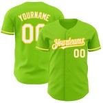White-Yellow Authentic Neon Jersey Green Baseball Custom White-Yellow Authentic Neon Jersey Green Baseball Custom