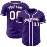 Custom Jersey Baseball Cream Authentic Purple Custom Jersey Baseball Cream Authentic Purple