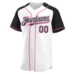 Sleeves White Black-Pink Baseball Custom Jersey Raglan Authentic Sleeves White Black-Pink Baseball Custom Jersey Raglan Authentic