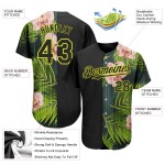 Hawaii Black Pattern Authentic Neon Design Baseball Tropical Orchids 3D Palm Custom With Jersey Leaves Yellow Hawaii Black Pattern Authentic Neon Design Baseball Tropical Orchids 3D Palm Custom With Jersey Leaves Yellow
