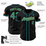 Jersey Gold Baseball Custom Teal-Old Black Authentic Jersey Gold Baseball Custom Teal-Old Black Authentic