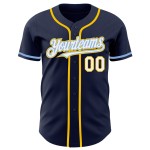 Jersey Authentic Yellow-Light Custom Blue White Navy Baseball Jersey Authentic Yellow-Light Custom Blue White Navy Baseball