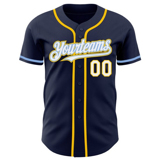 Jersey Authentic Yellow-Light Custom Blue White Navy Baseball Jersey Authentic Yellow-Light Custom Blue White Navy Baseball