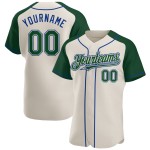 Sleeves Green-Royal Jersey Custom Cream Raglan Authentic Baseball Sleeves Green-Royal Jersey Custom Cream Raglan Authentic Baseball