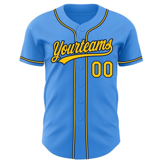 Authentic Baseball Custom Electric Jersey Yellow-Navy Blue Authentic Baseball Custom Electric Jersey Yellow-Navy Blue