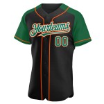 Custom Black Raglan Kelly Jersey Authentic Baseball Sleeves Green-Orange Custom Black Raglan Kelly Jersey Authentic Baseball Sleeves Green-Orange