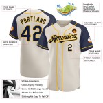 Navy-Gold Custom Authentic Cream Jersey Raglan Sleeves Baseball Navy-Gold Custom Authentic Cream Jersey Raglan Sleeves Baseball