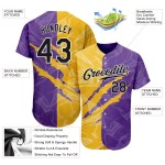 Authentic Scratch Jersey Baseball Yellow-Purple Pattern Graffiti Custom 3D Black Authentic Scratch Jersey Baseball Yellow-Purple Pattern Graffiti Custom 3D Black