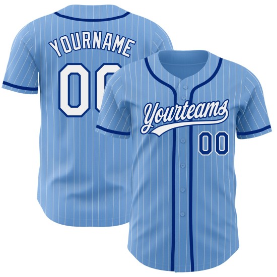 Jersey Pinstripe Royal Blue Baseball Custom White Light Authentic Jersey Pinstripe Royal Blue Baseball Custom White Light Authentic