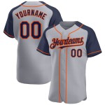 Jersey Gray Baseball Authentic Sleeves Navy-Orange Raglan Custom Jersey Gray Baseball Authentic Sleeves Navy-Orange Raglan Custom