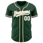 Green Authentic City Baseball Cream Pinstripe Custom Jersey White
