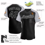 Baseball Gray Raglan Sleeves Authentic Jersey Black Custom Baseball Gray Raglan Sleeves Authentic Jersey Black Custom